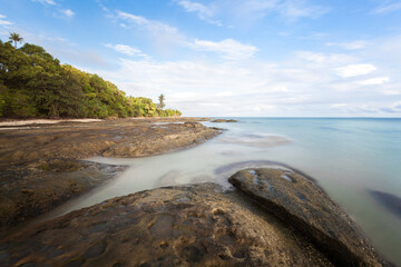 long exposure capture of coast in borneo - malaysia.