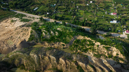 Fototapeta na wymiar Aerial view of sand quarry - aerial photography
