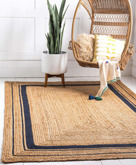 Modern solid colour living area interior room rug design.