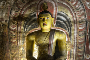 Ancient Buddha statues in Dambulla, Sri Lanka.
