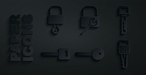 Set Key, Car key with remote, Lock repair and and icon. Vector