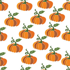 Pumpkin seamless pattern on white background