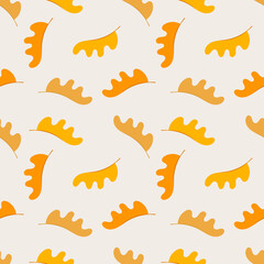 Falling oak leaves autumn seamless pattern.