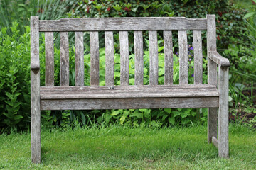 Traditional wooden park bench seat