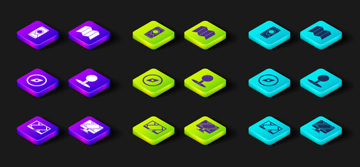 Set Gps device with map, Monitor location marker, Compass, Push pin, Folded and City navigation icon. Vector