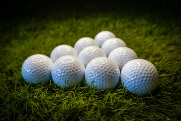 Golf balls on grass