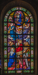 Fototapeta na wymiar Stained glass windows in the Saint-Louis Cathedral of La Rochelle