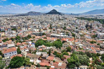 Fototapeta na wymiar view from the Acropolis hill on the city of Athens, Greece 