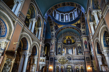 Fototapeta na wymiar beautiful church interior in Athens, Greece 