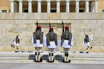 Changing of the guard at the parliament in Athens, Greece 