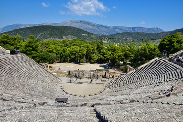 ancient amphitheater in Corinth, Greece 
