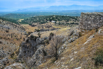 View from the ruins of ancient Mycenae in Greece 