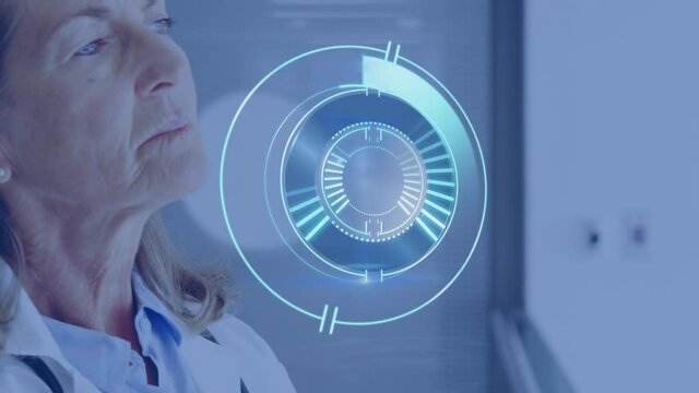 Animation of scope scanning over doctor looking through window