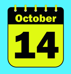 October 14 - Calendar Icon - Vector Illustration