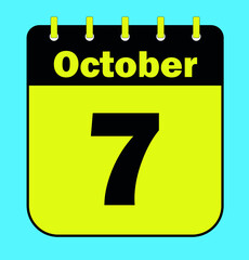 October 7 - Calendar Icon - Vector Illustration