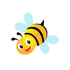 Obraz premium Bee insect, cute cartoon illustration isolated on white background.