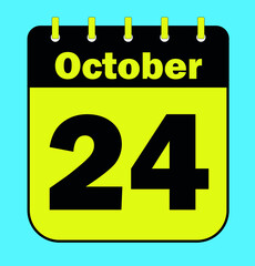 October 24 - Calendar Icon - Vector Illustration