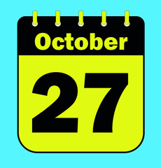 October 27 - Calendar Icon - Vector Illustration