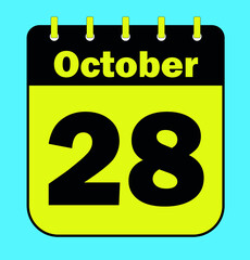 October 28 - Calendar Icon - Vector Illustration