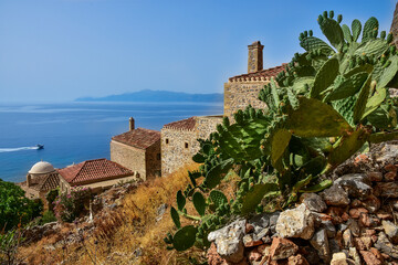 Monemvasia beautiful ancient town on rock, Greece 