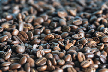Close up of Roasted Coffee bean background