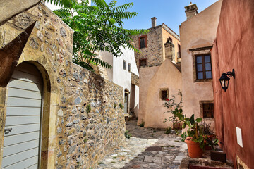 Monemvasia beautiful ancient town on rock, Greece 