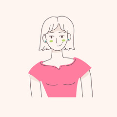 Women portrait. Hand drawn flat style vector design concept illustration of a young woman, face and shoulders avatar. Flat style vector icon 