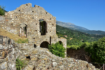 Fototapeta na wymiar Mystras fortress and Byzantine city in Greece 