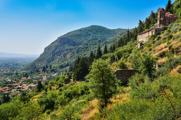 Mystras fortress and Byzantine city in Greece 