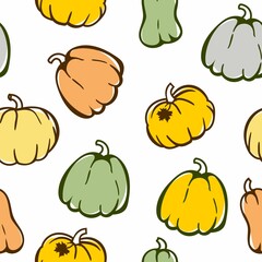 Pumpkin pattern on a white background. Halloween. Vector illustration in a flat style.