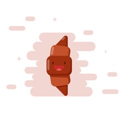 smiling happy croissant on pink background