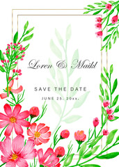 Wedding watercolor frames in blue, green leaves.Eucalyptus, lavender, delicate flowers and orchids.Watercolor flower frame for a wreath in the indie style. Hand-drawn vector leaves of blue, pink,green