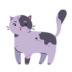 Hand drawn vector illustration of cute Cat character. Sketch Doodle style