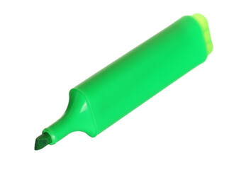 Green fluorescent felt pen marker, highlighter isolated on white background, clipping path