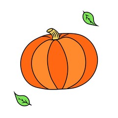 Pumpkin isolated on white background. Vector illustration for Halloween. Illustration for printing, backgrounds, wallpapers, covers, packaging, greeting cards, posters, stickers, textile. Eps 10.