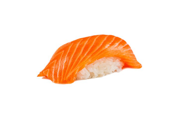 japanese sushi nigiri with salmon on a white background