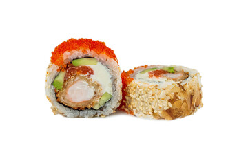 japanese sushi rolls on a white background