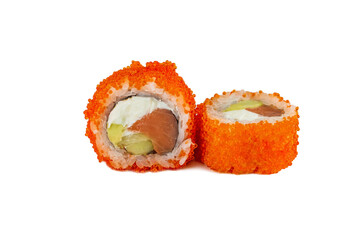 california japanese sushi rolls with avocado and salmon