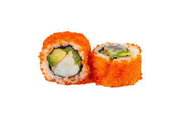 japanese sushi rolls california with avocado and shrimp