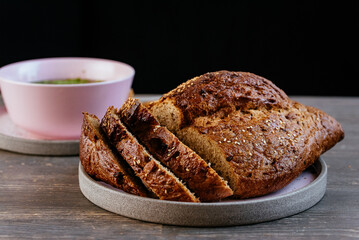 sliced homemade bread on the table