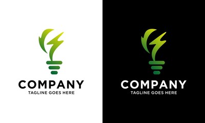Eco Green Bulb alternative nature technology simple modern professional logo icon template on a white and black background.