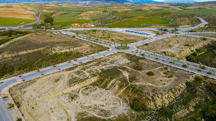 Aerial photography with drone, landscape and urban