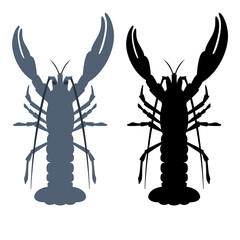 crayfish,  vector illustration, flat style, side view, black