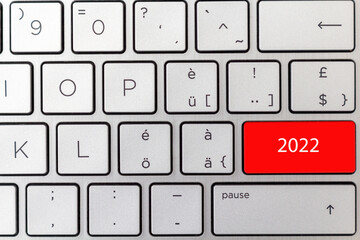 The keyboard shows concept for new year eve 2022,  