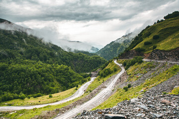 Fototapeta na wymiar A beautiful landscape photography in Caucasus Mountains in Georgia.