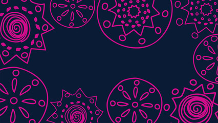 Vector. Perforated monochrome patterns, hand-drawn Papel Picado pattern. Hispanic Heritage Month. Polygonal pattern for web banner, poster, cover, splash, social network.