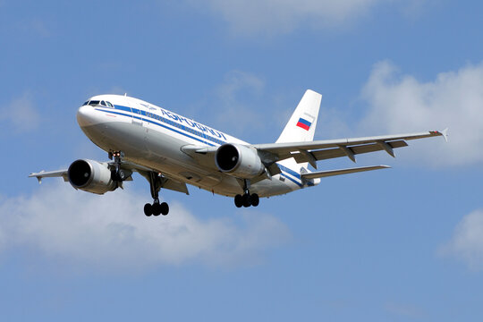 Luqa, Malta September 24, 2004: Aeroflot Airbus A310-308/ET landing 32, unusual type for Aeroflot after years of Tu-154, Il-86 and Il-64 operations.