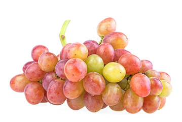 Bunch of red grape fruits isolated on a white background. Fresh ripe juicy grapes.