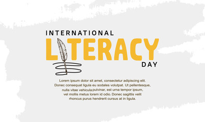 international literacy day typography with feather pen for background, poster and banner
