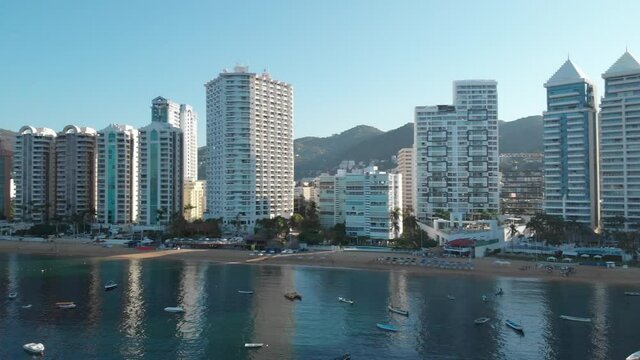 Beautiful view of the beach, aerial view of the beach, acapulco beach